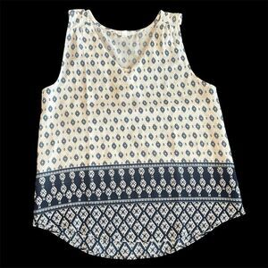 Mine Navy and White Sleeveless Top Small